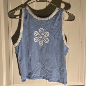 Hollister Blue and White Graphic Tank Top